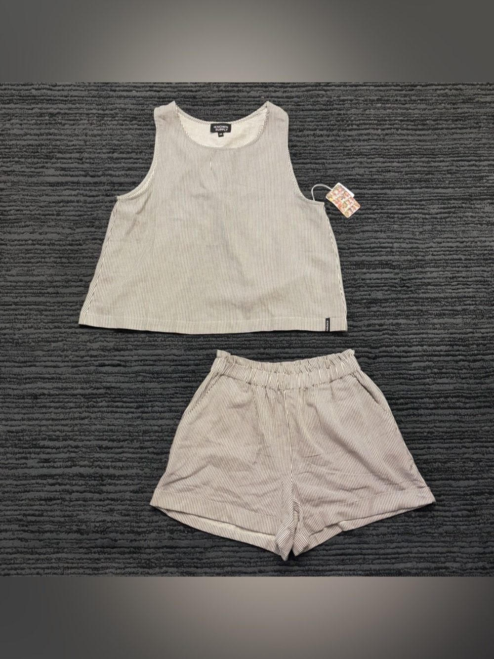 NWT Known Supply Black & White Pinstripe Short Set